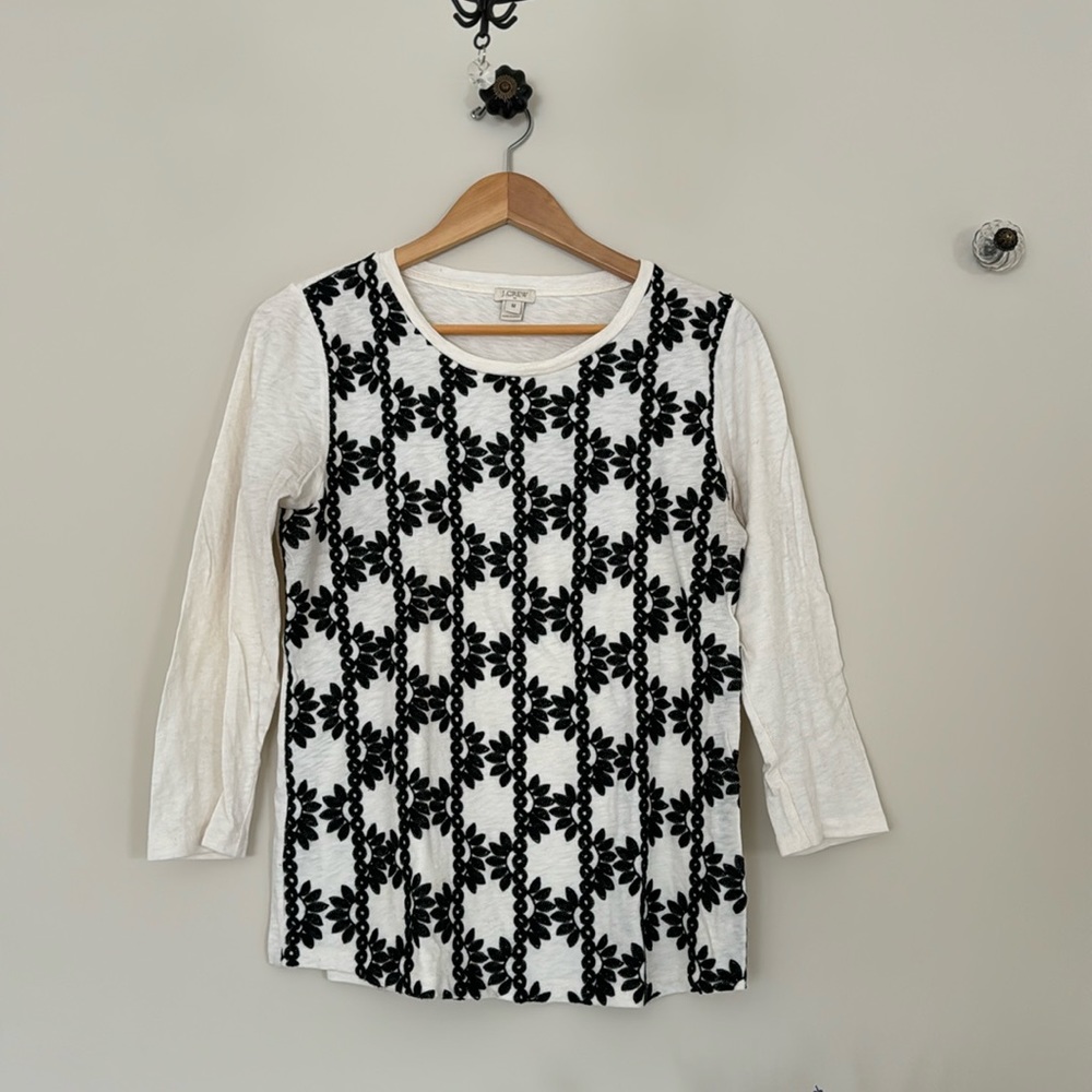 J. Crew Embroidered Floral T-Shirt Medium